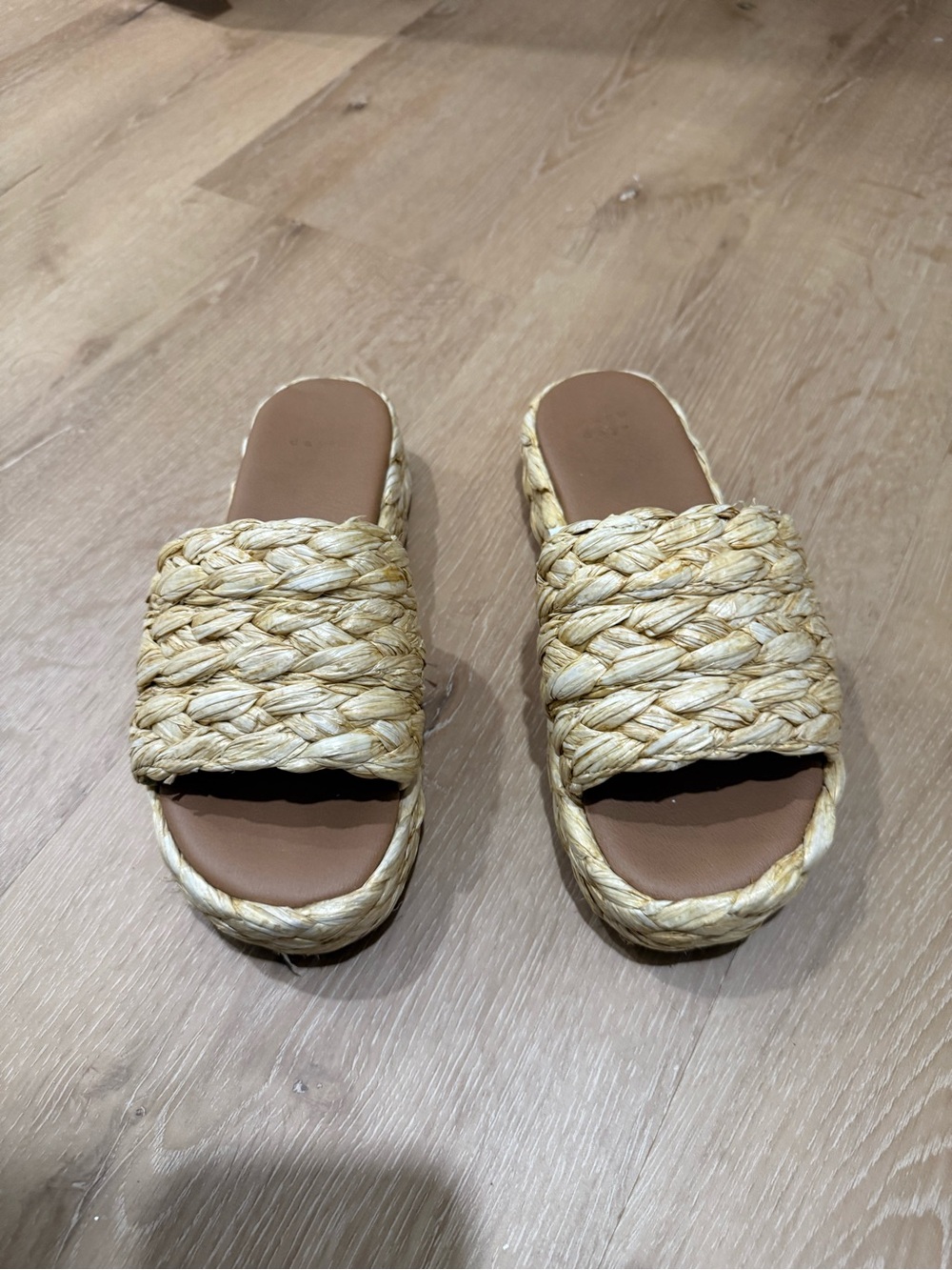 Target Braided Platform Slide Sandals in Light Tan